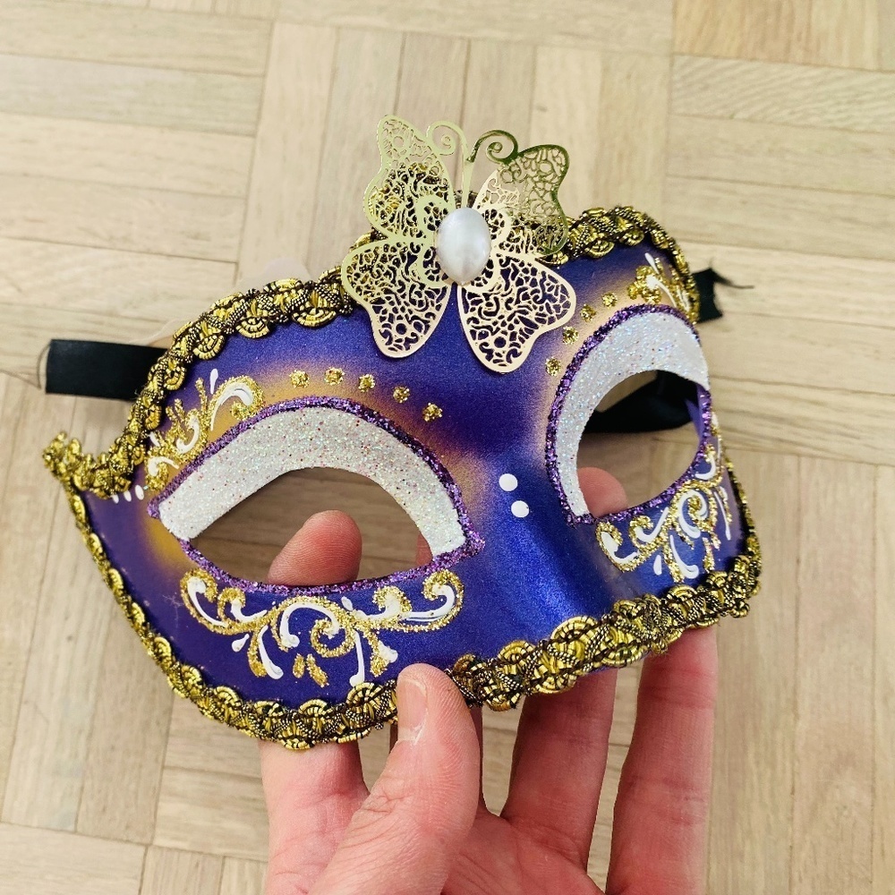 Venetian Mask - Purple and Gold, Made in Venice, Italy, Brand New with Tags!